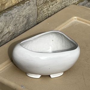 Vintage Frankoma Planter Atomic White Cream Abstract Freeform MCM Pottery #234